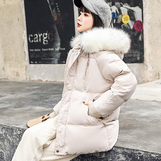Real Shot Thickening Fashion Women's Down Jacket Wild Hooded Short Korean Cotton Jacket