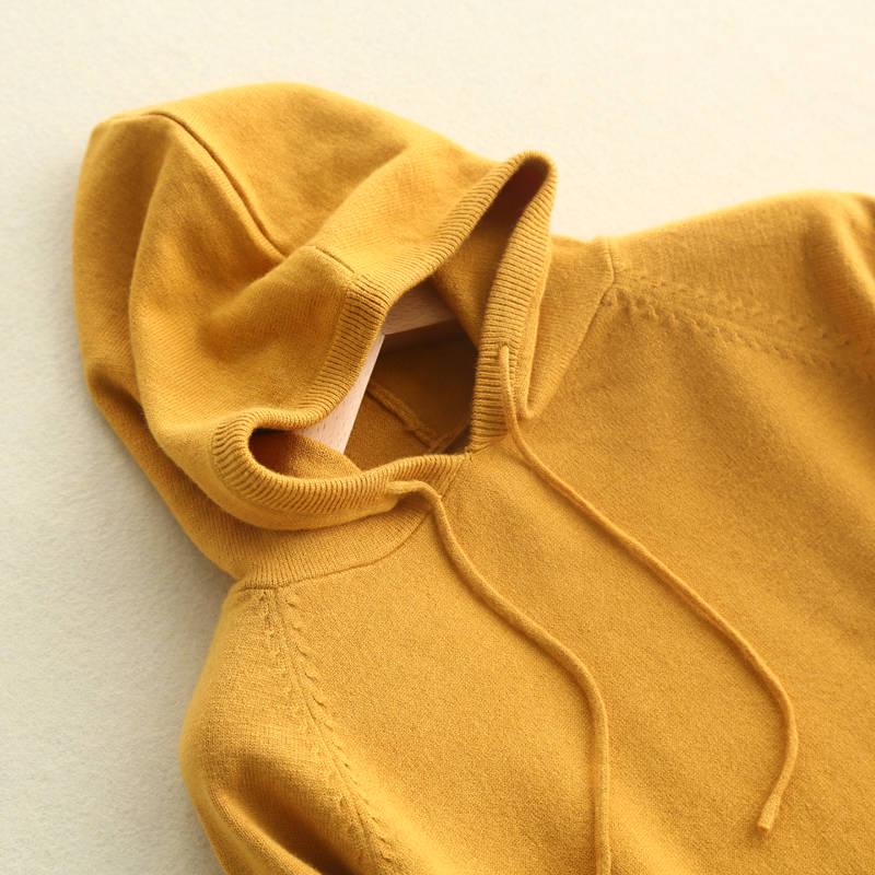 Autumn and Winter New Knit Sweater Women's Head Loose Bottom Solid Color Long-sleeved Hoodie