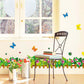 Living room bedroom waist line to skirting butterfly fence flowers removable wall stickers