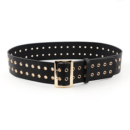 Belt double pin buckle double row ladies fashion pants belt clothing decoration