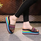 Women Sandals Platform Rainbow Non-Slip Thick Soled Wedge Slippers Summer Beach Slipper