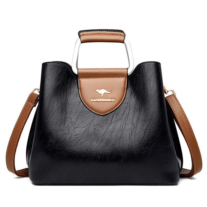 Genuine Leather Bag Women's Fashion Middle-aged Handbag Soft Leather Mother Shoulder Bag Cowhide Messenger Bag