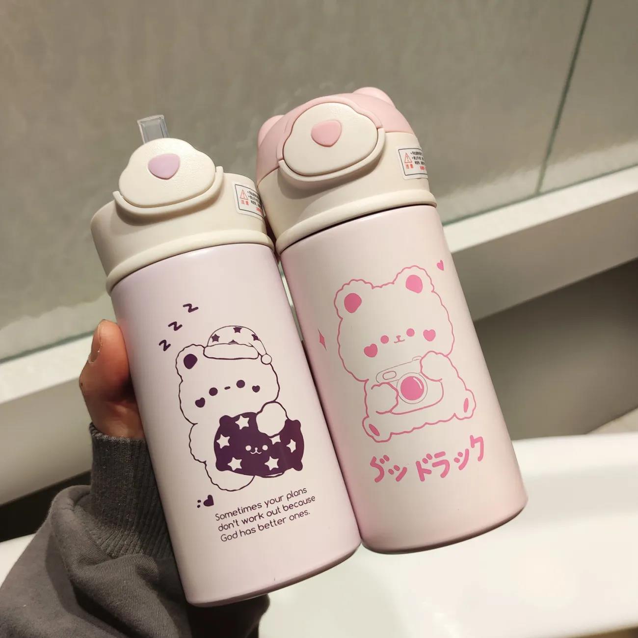 Insulation Cup Girl Heart Student Korean Version of Cute Ins Niche Water Cup Simple High-value Creative Children's Portable Cup