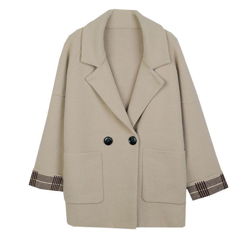 Autumn and Winter Thick Woolen Coat Women's Mid-length Hooded and Cotton Slim-fitting Woolen Coat