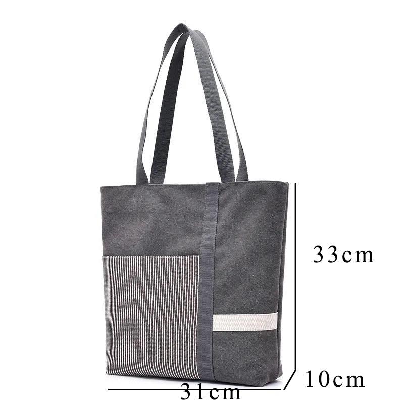Women Large Capacity Canvas Bags Shoulder Stitched Tote Shopper Handbag Simple Hobo Bags 1Pcs Travel Casual Daily