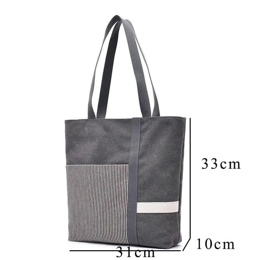 Women Large Capacity Canvas Bags Shoulder Stitched Tote Shopper Handbag Simple Hobo Bags 1Pcs Travel Casual Daily