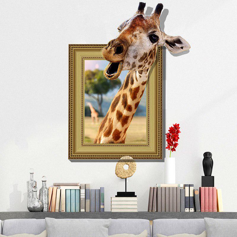 [Wall sticker ]3d Fake Windows Giraffe Animals Wall Stickers Home Decoration Living Rooms Kids Bedro