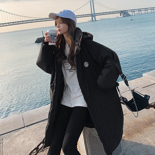 Down Padded Jacket Women's Winter Korean Version of Loose Cotton-padded Jacket Women's Long New Thick Tooling Student Jacket