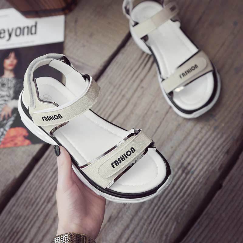 Korean Women's Flat Sandals All-match Rome Velcro Summer Shoes Student Platform Casual Women's Shoes