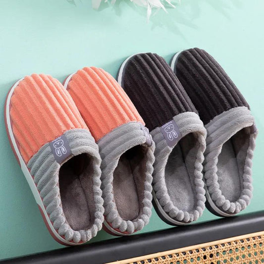 Winter Women's Non-slip Warm Home Cotton Slippers Lovers Plus Velvet Thick Cotton Slippers