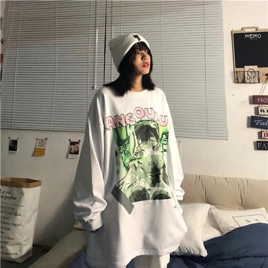 Streetwear Hip Hop Loose Women Hoodies Punk Vintage Femme Clothes Gothic Casual Oversize Kpop Hoody Long Sleeve Sweatshirts