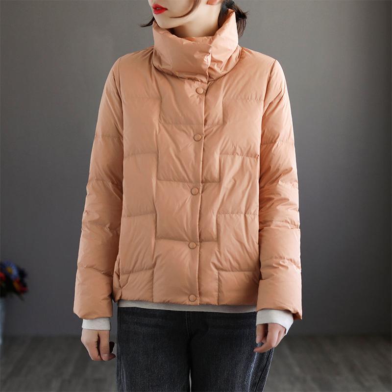 2021 New Winter Women Down Coat Ultralight Collarless Duck Down Jacket Portable Female Padded Parkas Stand Collar Puffer Overcoat