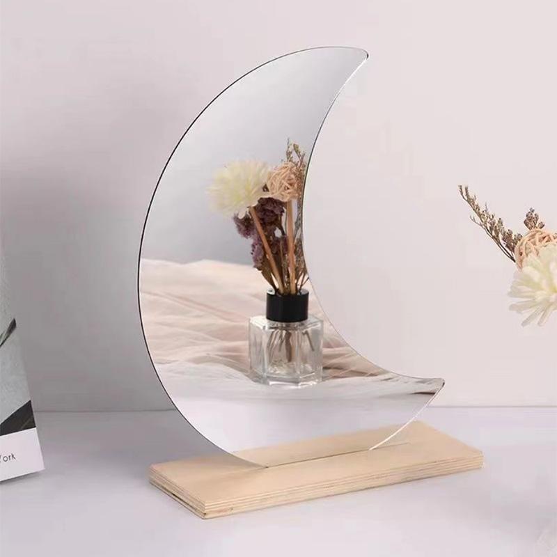 Irregular Mirror Simplicity Single Wooden Makeup Mirror Desktop Creative Travel Student Dormitory Bedroom Home Decoration