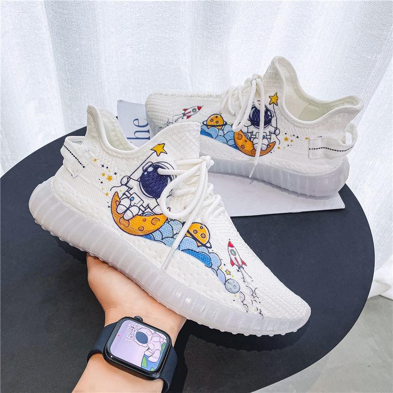 Sports Canvas Coconut Shoes Couple Korean Trend Breathable Net Shoes Summer Fly Woven Breathable Casual Sneakers