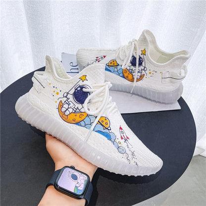 Sports Canvas Coconut Shoes Couple Korean Trend Breathable Net Shoes Summer Fly Woven Breathable Casual Sneakers