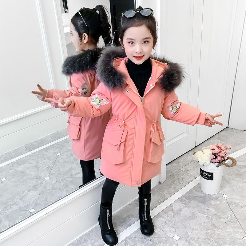 Children's Padded Warmer Girls' Cotton-padded Clothes Winter Clothes Children's  Padded Clothes Little Girls Mid-length Coats  Padded Jackets