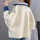 Mink Fleece Knitted Cardigan Women's Autumn and Winter Long-sleeved Loose Sweater Short College Style Jacket