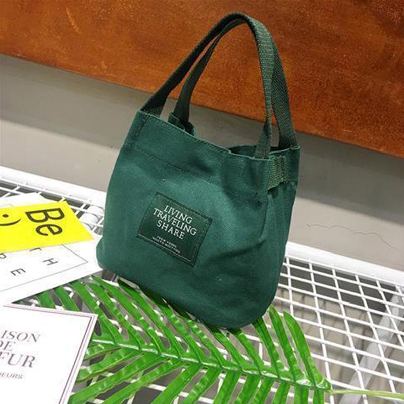 Korean Version of Literary and Artistic Leisure One-shoulder Canvas Bag Female Bag Mini Mummy Bag Small Fresh Bucket Bag