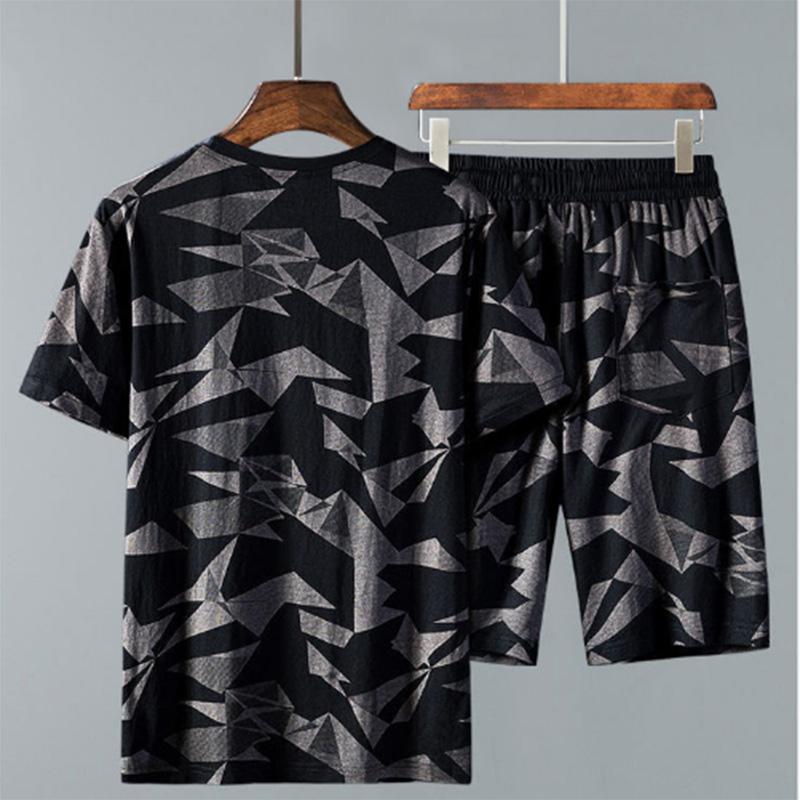 Suits Men's Summer Shorts Sports Suits Men's Matching Printing Trend Student T-shirts Short-sleeved Set of Clothes