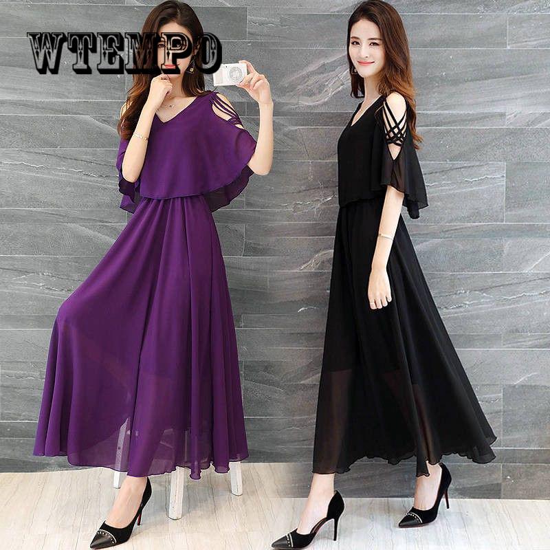 2019 Summer Solid Color Women Silk Loose Plus Size Design Lady Chiffon Dress Vestidos De Fiesta