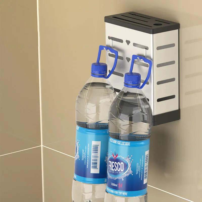 Multi-function Wall-mounted Kitchen Stainless Steel Storage Shelves Cutter Spoon Storage Rack