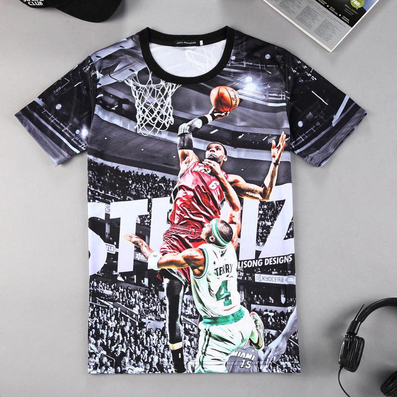 Large size basketball clothes men's summer 3D printing short-sleeved T-shirt men's star T-sleeves