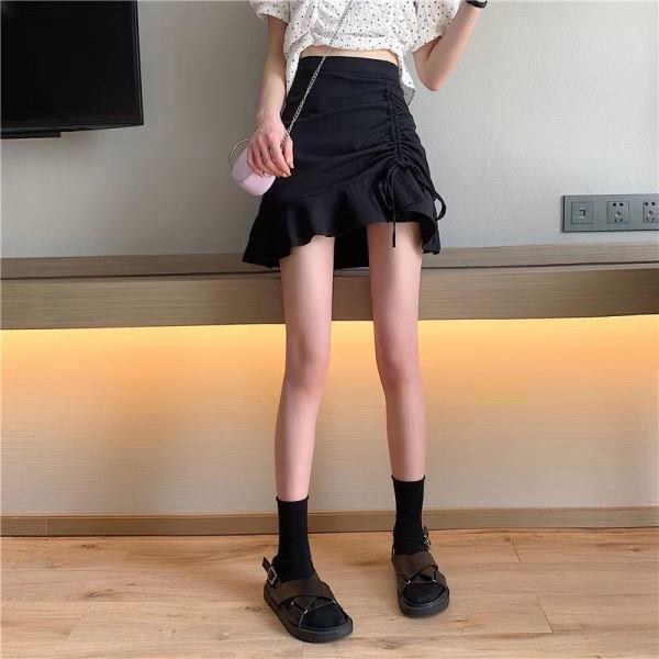 Women Sexy Tight Drawstring Mermaid Skirt A-line Pleated Skirt High Waist Hip Skirt  Elastic Waist Club Casual Home Office