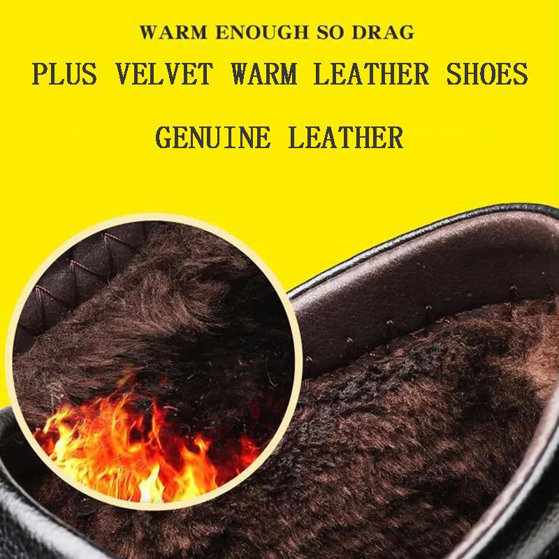 Men's Cotton Shoes Thick Boots Men's Shoes Winter Casual Leather Shoes High-top Plus Cashmere Warm Business Shoes