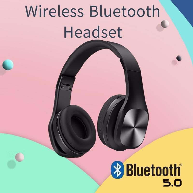 Wireless Bluetooth Headset Quality Stereo Foldable Gaming Headphone with Mic for PC Mobile Phone Mp3