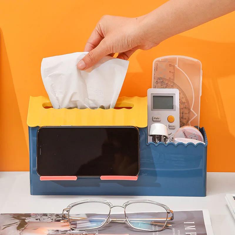 Villa Tissue Box Home Living Room Coffee Table Multifunctional Desktop Paper Box Glasses Remote Control Cartoon Ventilation Storage Box