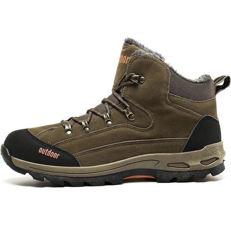 Men's Outdoor High-top Hiking Shoes Winter Plus Velvet Warm Snow Boots Waterproof Non-slip Wear-resistant Hiking Shoes Camping 39-45