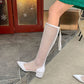 Children's Summer Boots Thick-heeled Net Boots Pointed Toe Mid-heel Mesh High-top Sandals Stovepipe Long-tube Sandals