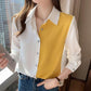 Chiffon Shirts Women's Color-blocking Long-sleeved Spring and Autumn Bottoming Loose Shirts