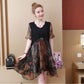 Large Size L-XXXXXL Women's Summer Dress Chiffon Veil Printing Above Knee V-neck Ruffle