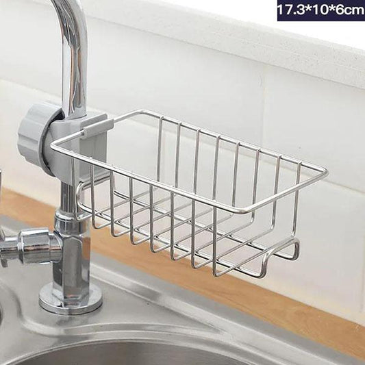 Faucet Rack Stainless Steel Kitchen Sink Storage Rack Retractable Rotatable Drain Rack Washbasin Sink Rag Basket
