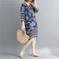 Printing  M-XXXL Printed Round Neck Dress Women Loose Plus Size Summer Polyester Short-sleeved Knee-length A-line Dress