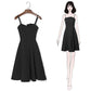 Female Simple Elegant Small Black Party Dress Slim Vintage Suspender Short Holiday Graceful Dress
