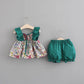Girls' Clothing Suits Two-piece Cotton Floral Two-piece Sleeveless Children's Suits Casual Fashion Girls' Clothes Suits
