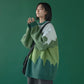Autumn and Winter Oversize Knitting Sweater Color Matching Jumper Clothes Loose Casual Student Girls Sweaters Women Color Stitching Knit Pullover Tops