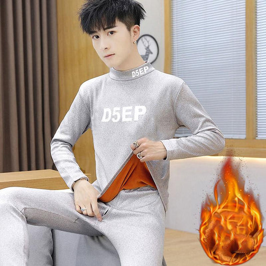 Thermal Underwear Men's Student Long-sleeved Warm Clothes Plus Velvet Thickening Suit Youth Autumn Clothes Long Trousers
