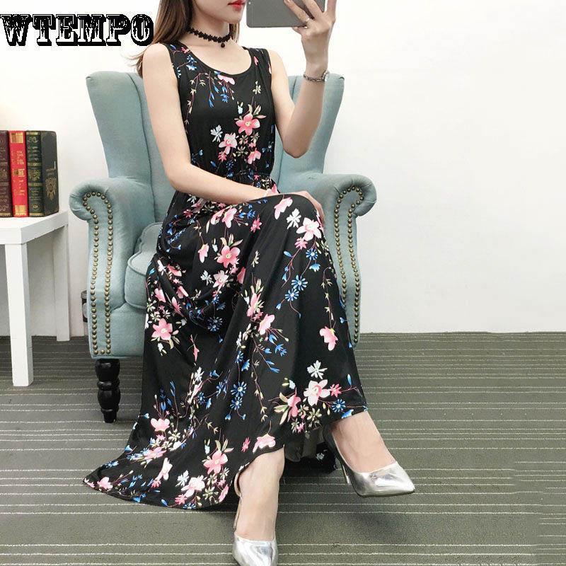 Long Waist Waist Slim Beach Dress Summer Tank Top Dress