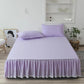 One-piece Solid Color Mattress Cover Washed Cotton Bed Sheet Simmons Protective Cover Elastic Non-slip Mattress Cover
