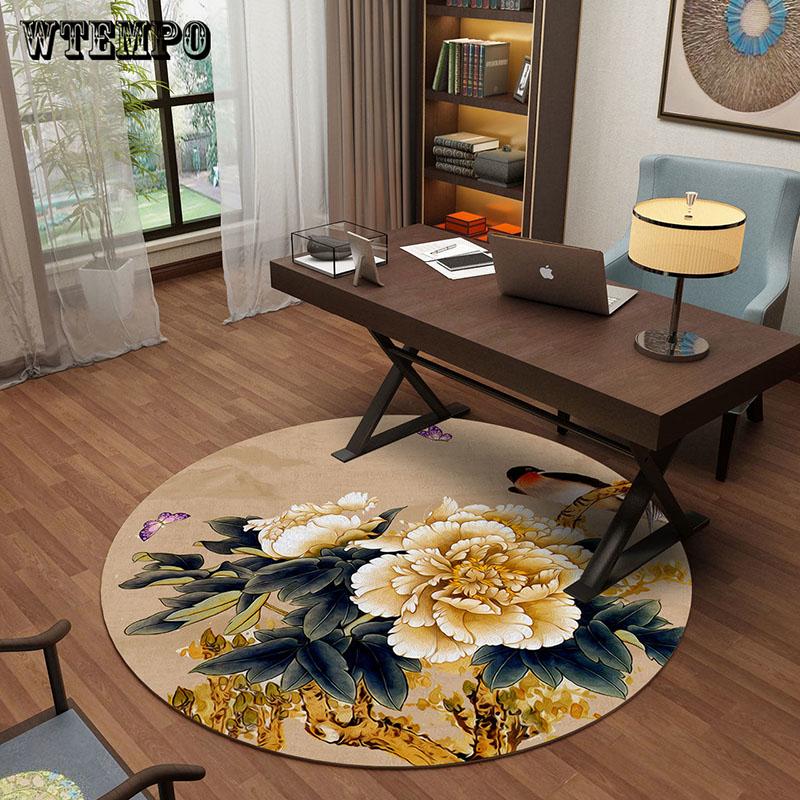 Porcelain Round Carpets for Living Room  Parlor Bedroom Chair Rugs Toilet Decorate Non-slip Floor Mat