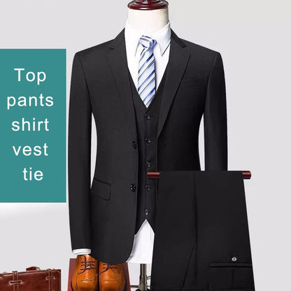 Five-piece Suit Suit Male Young and Middle-aged Business Professional Formal Wear Large Size Suit Loose Casual Men's Wedding Dress Best Man Suit