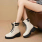 Martin Boots Women's Winter Plus Velvet Leather Mid-heel Shoes Women's Cotton Shoes Thick Heel Thick-soled British Style Short Boots Women