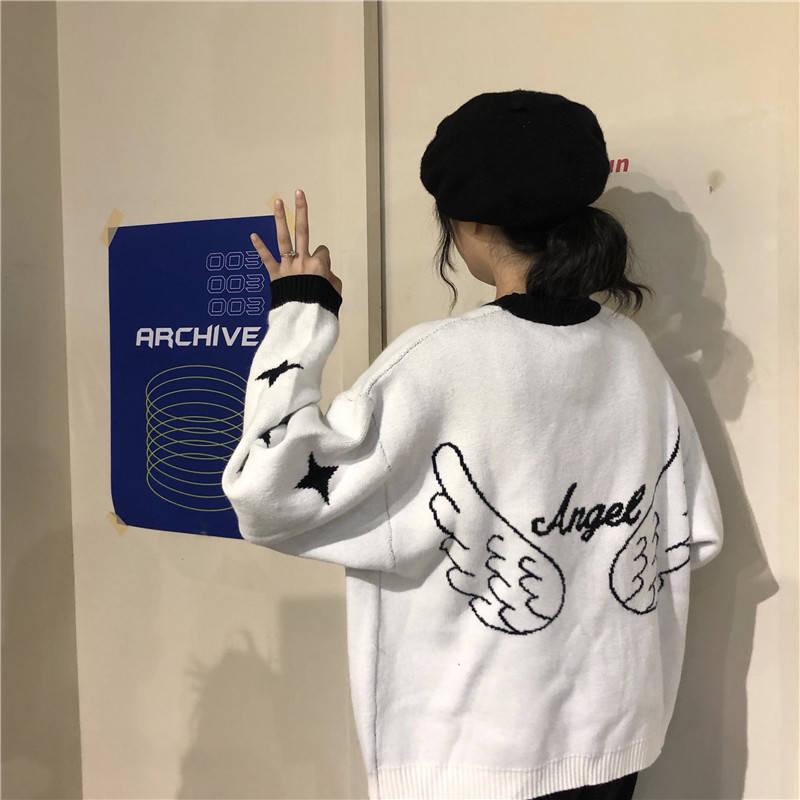 Autumn Winter  Sweet Fresh Loose Hedging Round Neck Student Knitted Sweater