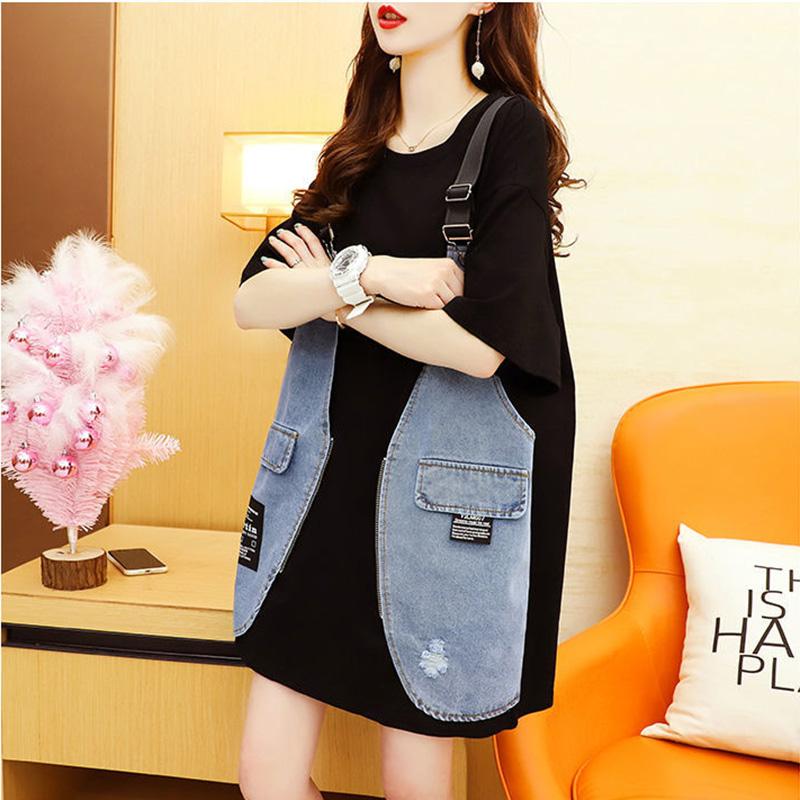 Women Dress Girl Loose O-Neck Casual Long T-shirt Dress Big Loose Home Comfort Outer Convenient