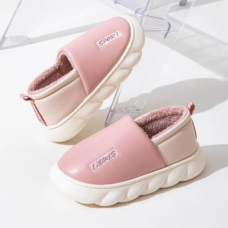 Winter Waterproof All-inclusive Heel Cotton Slippers Ladies Thick-soled Non-slip Home Household Cold-proof Warm and Velvet Cotton Shoes Men