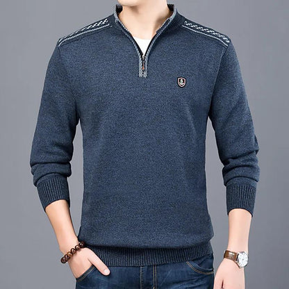 Winter Sweater Men's Zipper Half High Neck Knitted Sweater Men's Winter Thickening