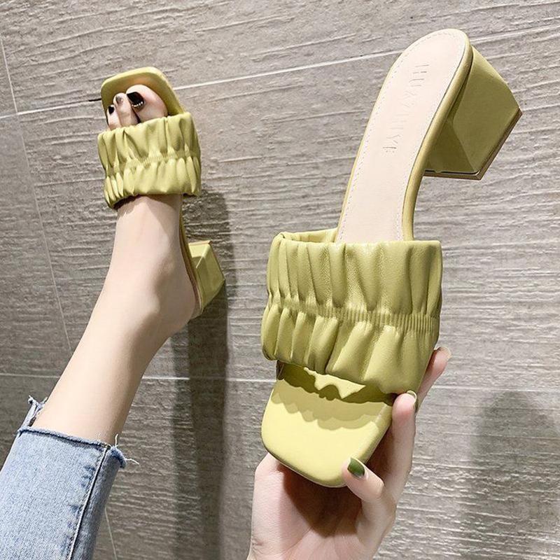 Sandals and Slippers Women's Summer Wear Fashion Semi-slippers Stiletto White High Heels Design Niche